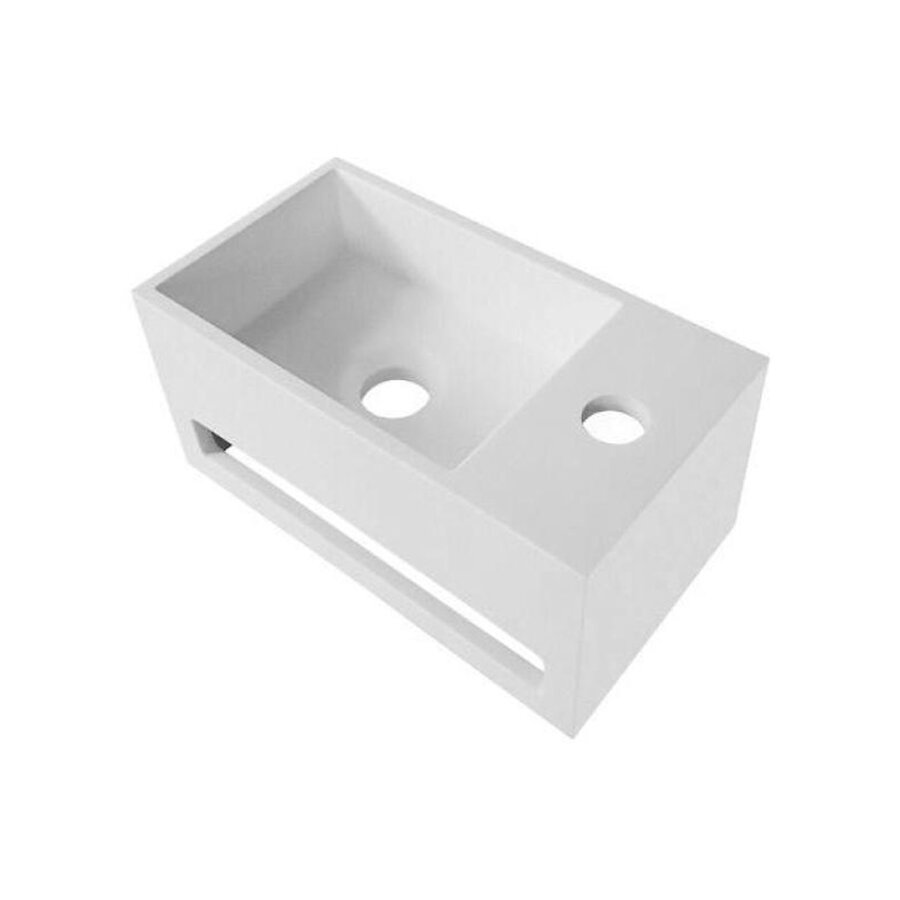 Fonteinset BWS Solid Surface Met Handdoekhouder Rechts Wit Gunmetal