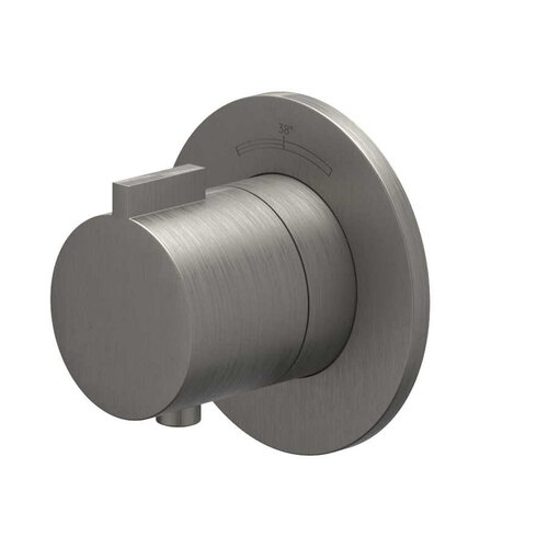 Afbouwdeel IVY Pact Inbouwthermostaat Symmetry Met Rond Rozet Geborsteld Metal Black PVD 