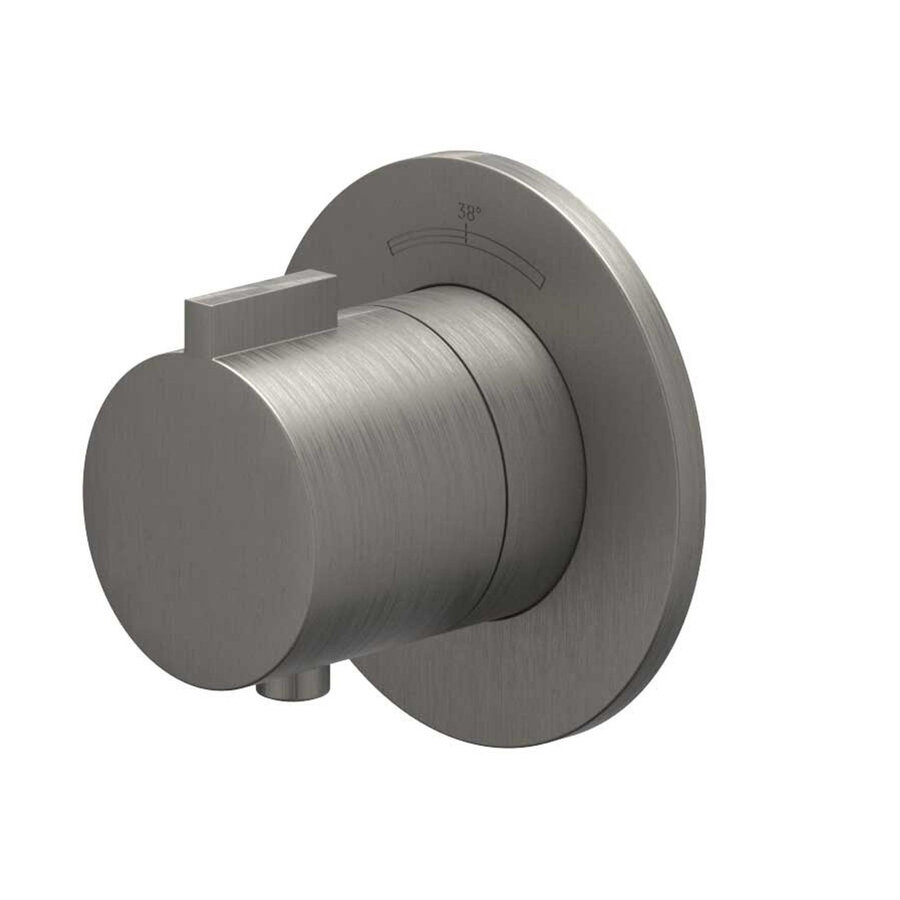 Afbouwdeel IVY Pact Inbouwthermostaat Symmetry Met Rond Rozet Geborsteld Metal Black PVD