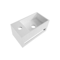 Fonteinset BWS Solid Surface Met Handdoekhouder Links Wit Gunmetal