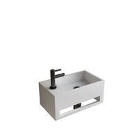 Fonteinset BWS Solid Surface Met Handdoekhouder Links Wit Gunmetal