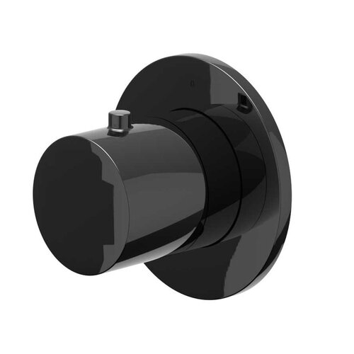 Afbouwdeel IVY Bond Inbouw Stopkraan Symmetry Met Rond Rozet Zwart Chroom PVD 