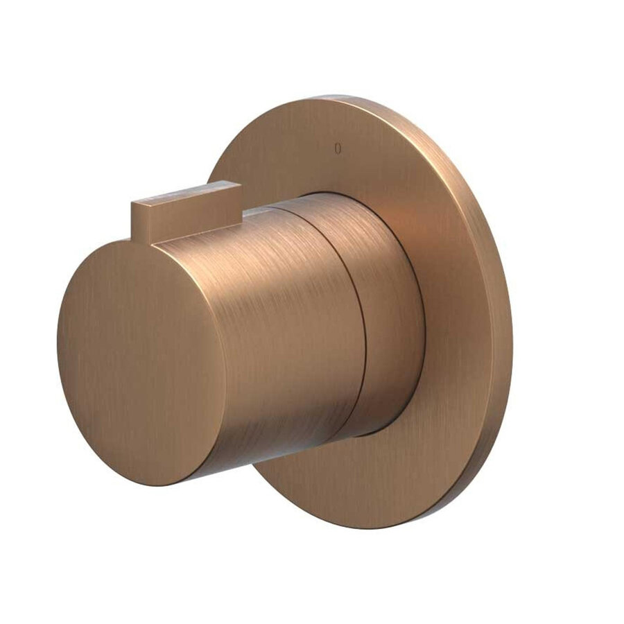 Afbouwdeel IVY Pact Flow-Through Stopkraan Symmetry Met Rond Rozet Geborsteld Mat Koper PVD