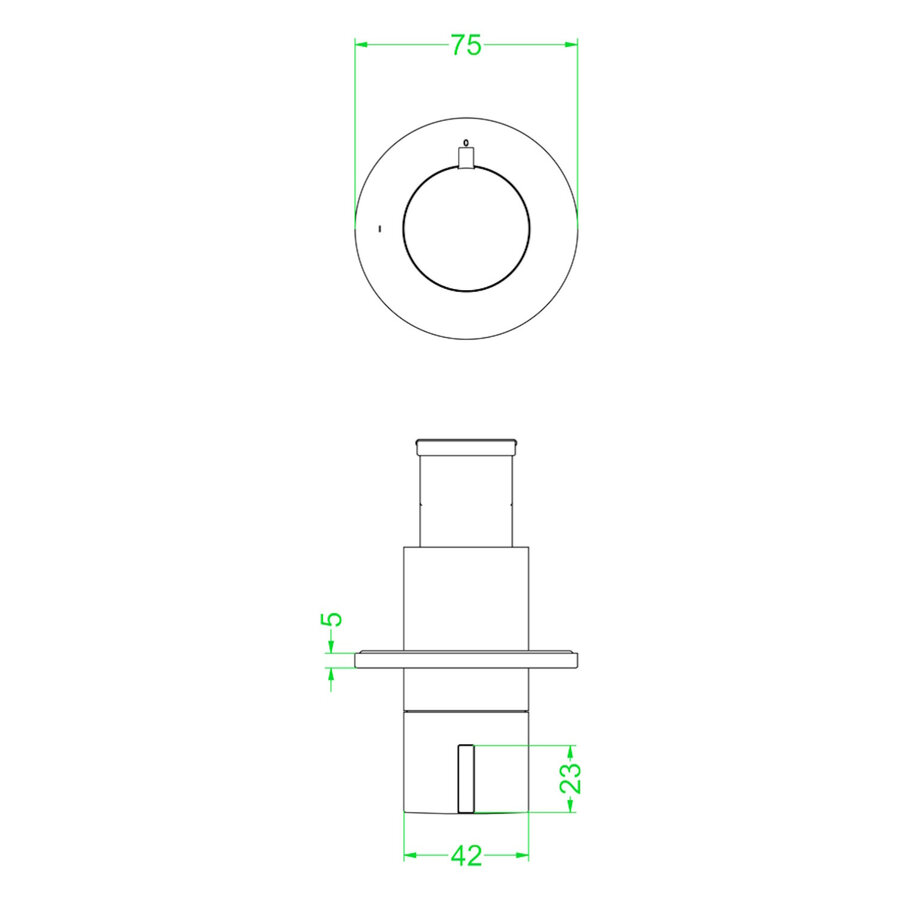 Afbouwdeel IVY Pact Flow-Through Stopkraan Symmetry Met Rond Rozet Geborsteld Mat Koper PVD