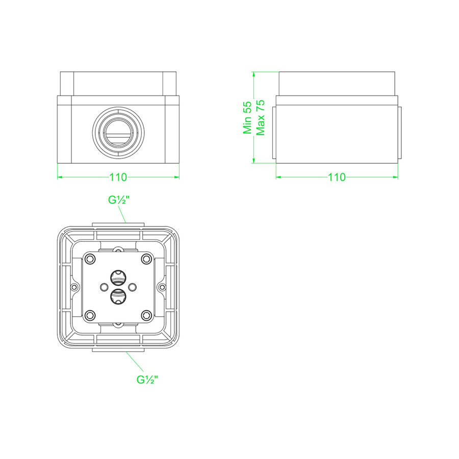 Inbouwbox IVY tbv Vrijstaande Badmengkraan Donker Blauw