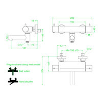 Badthermostaatkraan IVY Bond Opbouw Omstel Met Draaibare Baduitloop Met Omstel Cooltouch Chroom