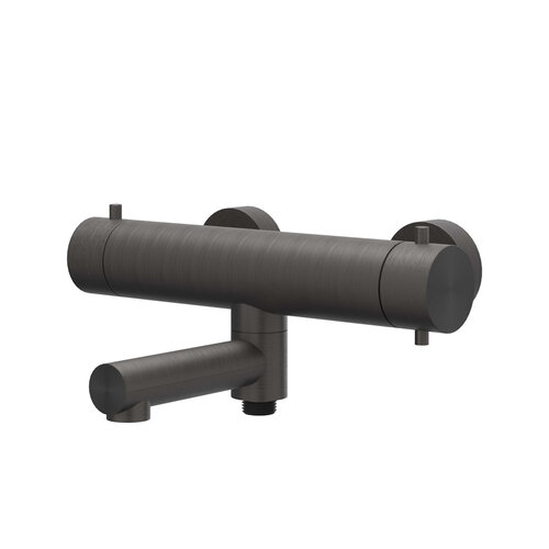 Badthermostaatkraan IVY Concord Opbouw Omstel Met Draaibare Baduitloop Met Omstel RVS316 Geborsteld Carbon Black PVD 
