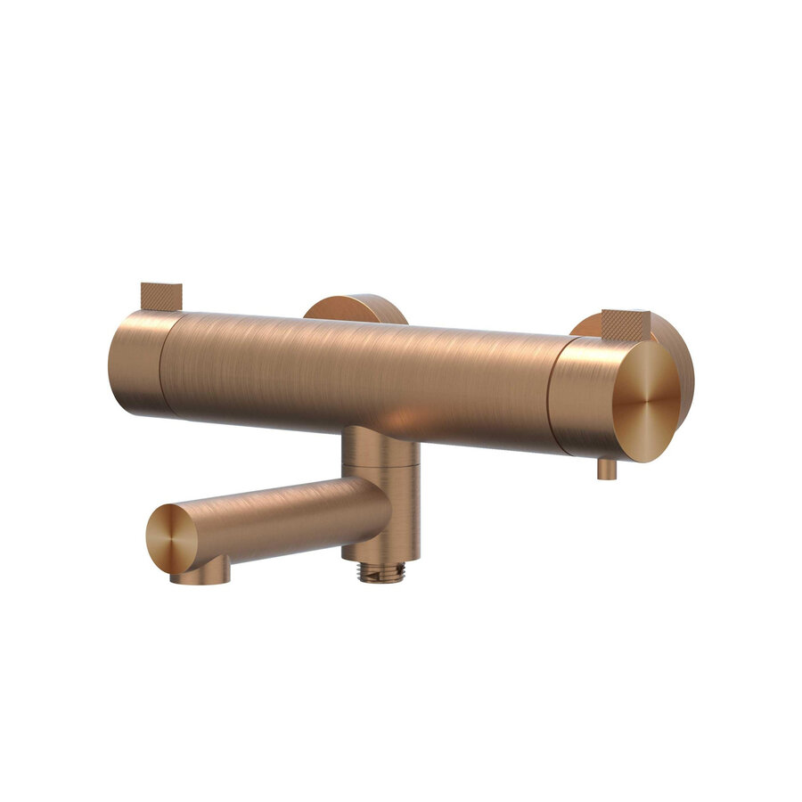 Badthermostaatkraan IVY Tribe Opbouw Omstel Met Draaibare Baduitloop Met Omstel RVS316 Geborsteld Mat Koper PVD