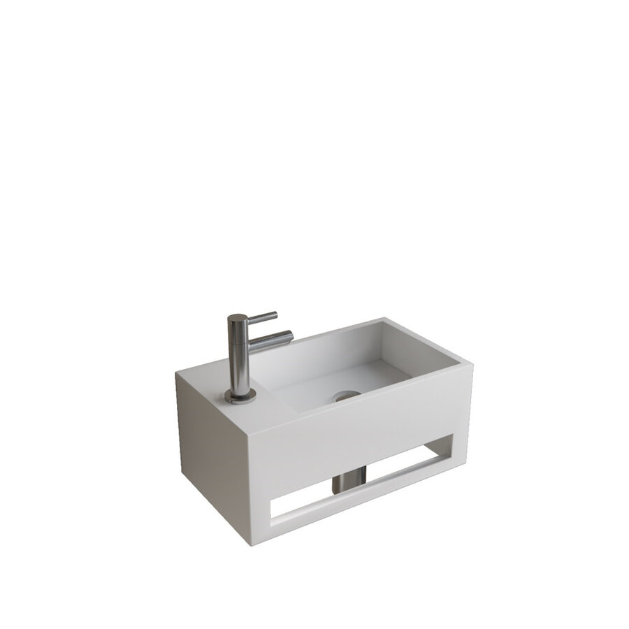 Fonteinset BWS Solid Surface Met Handdoekhouder Links Wit Chroom