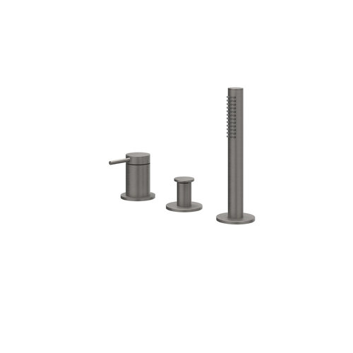 Badrandcombinatie IVY Bond 3-gats Mengkraan Met Uittrekbare Handdouche Zonder Uitloop Geborsteld Metal Black PVD 