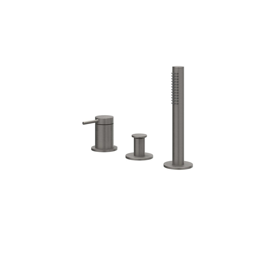 Badrandcombinatie IVY Bond 3-gats Mengkraan Met Uittrekbare Handdouche Zonder Uitloop Geborsteld Metal Black PVD