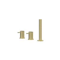 Badrandcombinatie IVY Concord 3-gats Mengkraan Met Uittrekbare Handdouche Zonder Uitloop RVS316 Geborsteld Mat Goud PVD