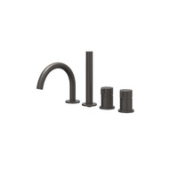 Badrandcombinatie IVY Tribe 4-gats Mengkraan Met Uittrekbare Handdouche Draaibare Uitloop RVS316 Geborsteld Carbon Black PVD