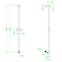 Glijstang IVY 80 cm Met Geintegreerde Wateruitlaat Chroom
