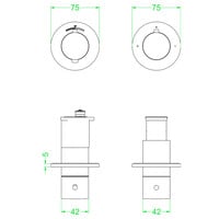Afbouwdeel IVY Concord Inbouwthermostaat 2-weg Stop-Omstel Symmetry Met Rond Rozet Geborsteld RVS316