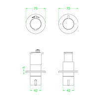 Afbouwdeel IVY Tribe Inbouwthermostaat 2-weg Stop-Omstel Symmetry Met Rond Rozet Geborsteld RVS316