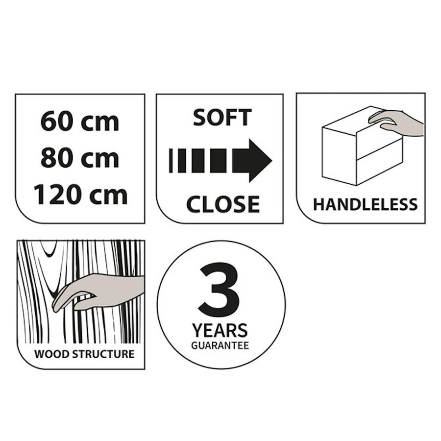 Meubelset Tiger Reverse 120 cm Met 4 Lades Natural Eik - Mat Wit incl Oval Wastafel Hoogglans Wit