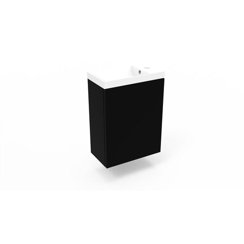 Fonteinkast Mat Zwart Arcqua Luna 40x55x28 cm Incl. Fontein Mat Wit Met Overloop 