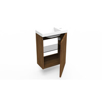 Fonteinkast Maddison Oak Arcqua Luna 40x55x28 cm Incl. Fontein Glans Wit Zonder Overloop