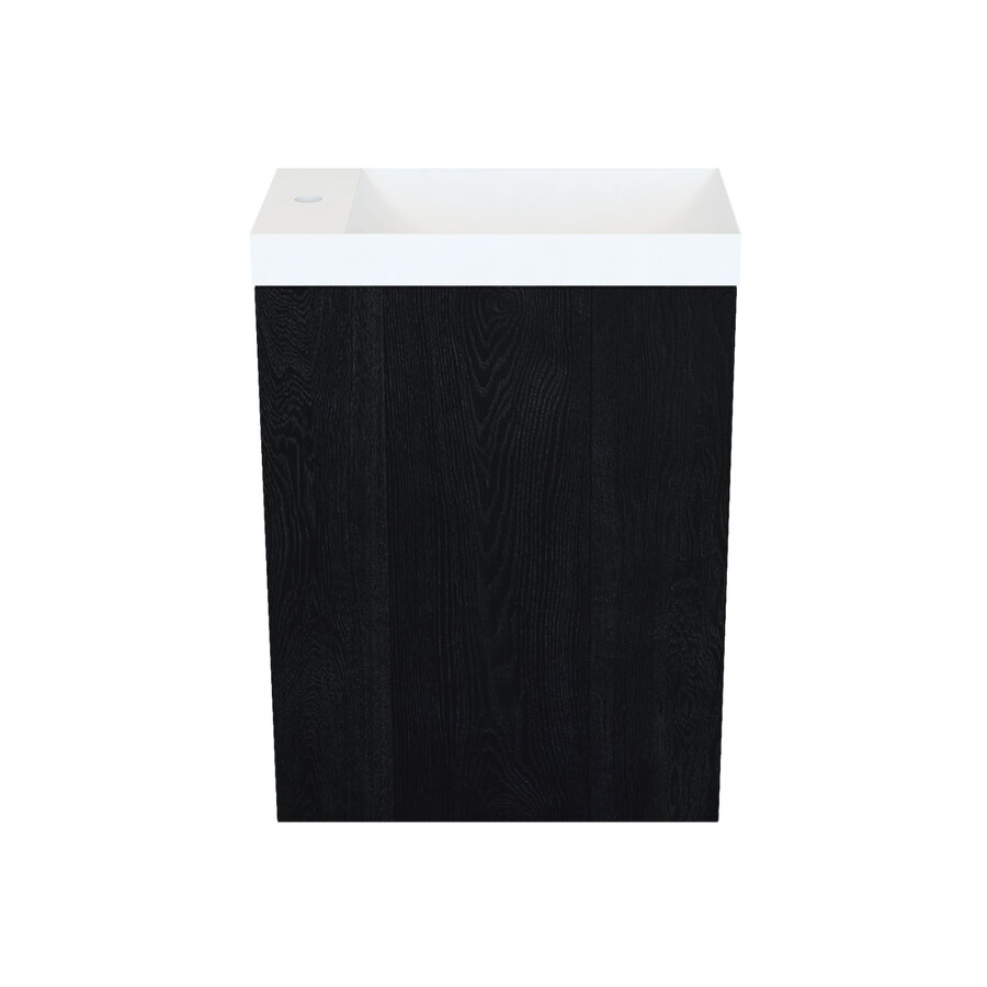 Fonteinkast Black Oak Arcqua Luna 40x55x28 cm Incl. Fontein Mat Wit Met Overloop