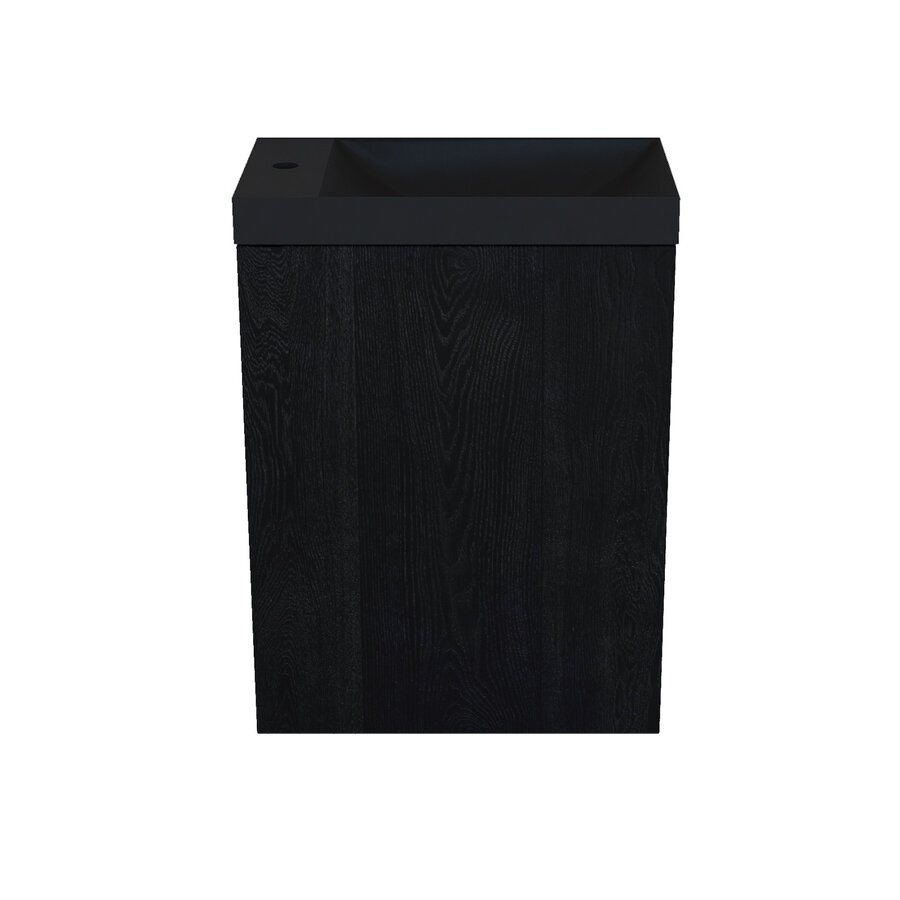 Fonteinkast Black Oak Arcqua Luna 40x55x28 cm Incl. Fontein Mat Zwart Zonder Overloop