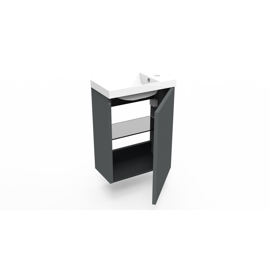 Fonteinkast Cement Arcqua Ridge 40x55x28 cm Incl. Fontein Glans Wit Met Overloop