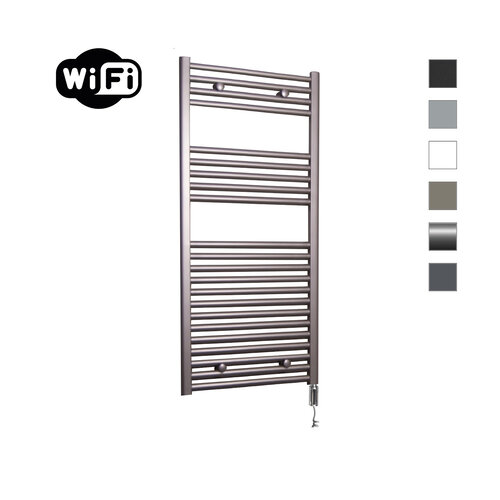Elektrische Radiator Sanicare HWV Met Wifi 111,8x45 cm Inox Look 596W Met Thermostaat Chroom Rechtsonder 