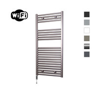 Elektrische Radiator Sanicare HWV Met Wifi 111,8x45 cm Inox Look 596W Met Thermostaat Chroom Linksonder