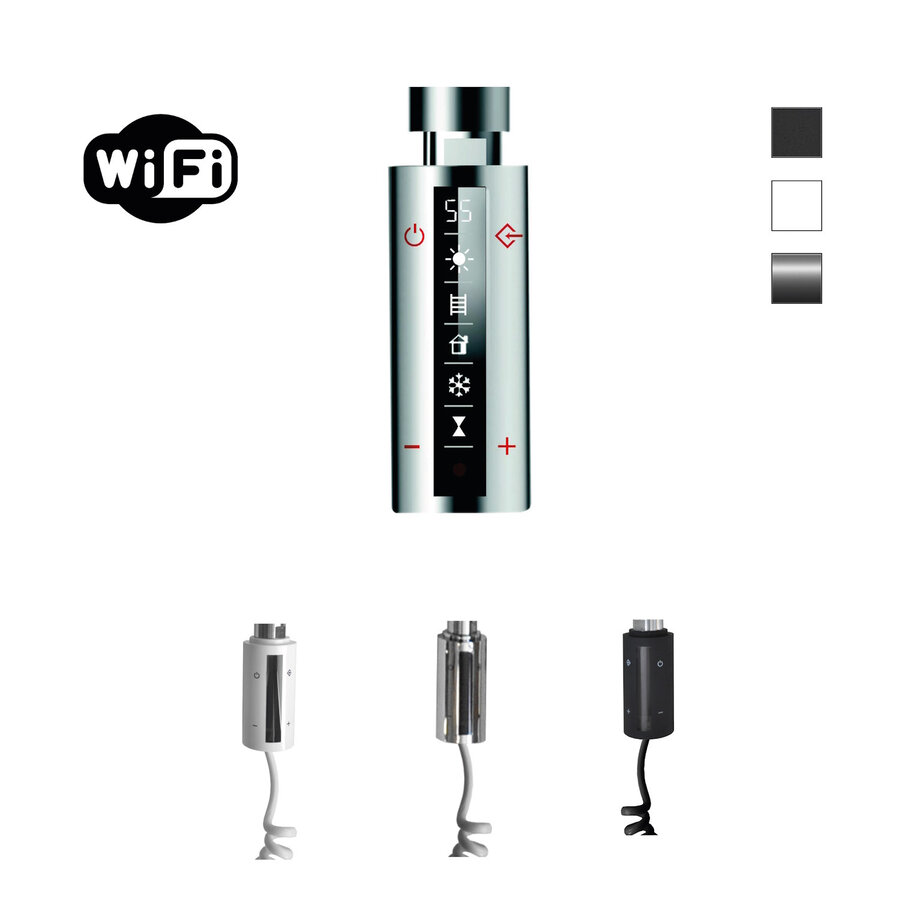 Elektrische Radiator Sanicare HWV Met Wifi 111,8x60 cm Inox Look 730W Met Thermostaat Chroom Linksonder