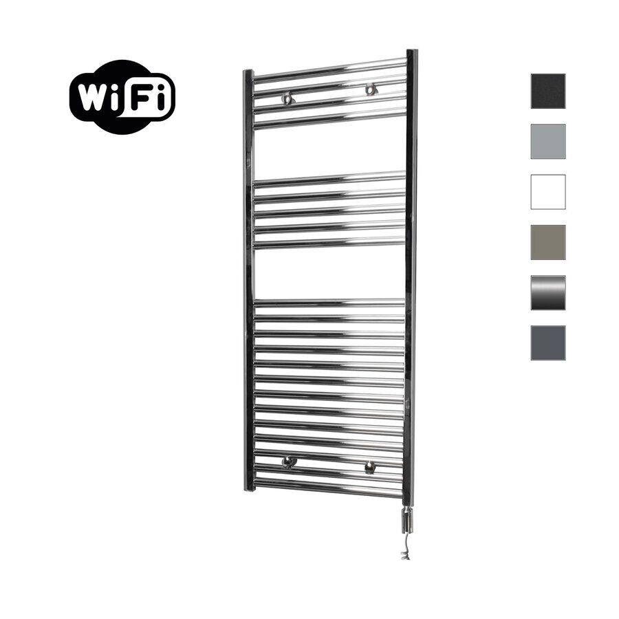 Elektrische Radiator Sanicare HWV Met Wifi 111,8x60 cm Chroom 533W Met Thermostaat Chroom Rechtsonder