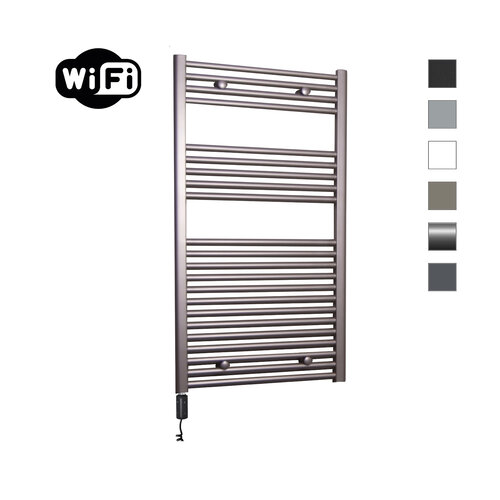 Elektrische Radiator Sanicare HWV Met Wifi 111,8x60 cm Inox Look 730W Met Thermostaat Zwart Linksonder 