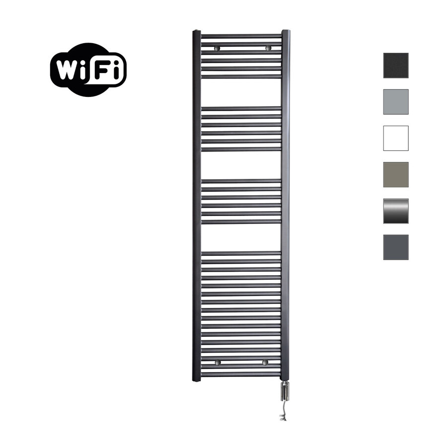 Elektrische Radiator Sanicare HWV Met Wifi 172x45 cm Gunmetal 920W Met Thermostaat Chroom Rechtsonder