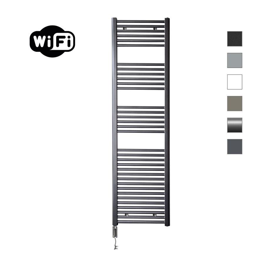 Elektrische Radiator Sanicare HWV Met Wifi 172x45 cm Gunmetal 920W Met Thermostaat Chroom Linksonder