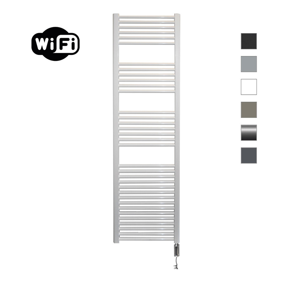 Elektrische Radiator Sanicare HWV Met Wifi 172x45 cm Wit 920W Met Thermostaat Chroom Rechtsonder