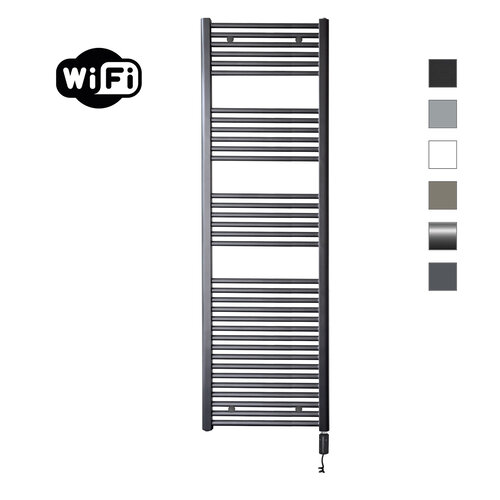 Elektrische Radiator Sanicare HWV Met Wifi 172x60 cm Gunmetal 1127W Met Thermostaat Zwart Rechtsonder 