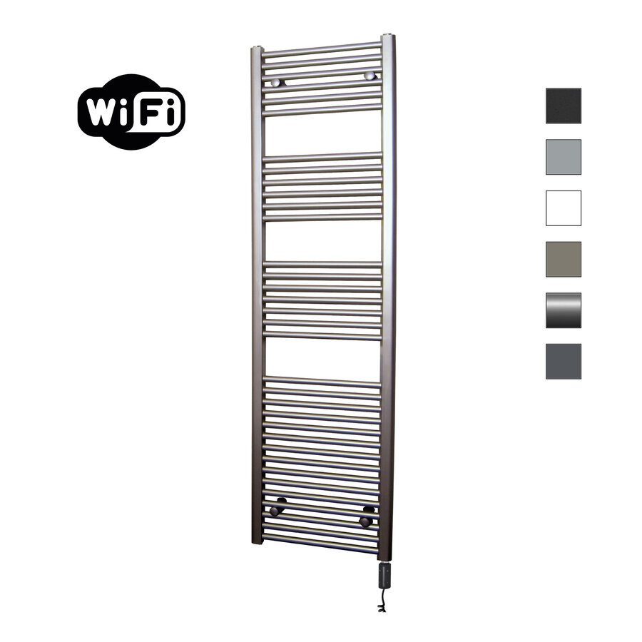 Elektrische Radiator Sanicare HWV Met Wifi 172x60 cm Inox Look 1127W Met Thermostaat Zwart Rechtsonder