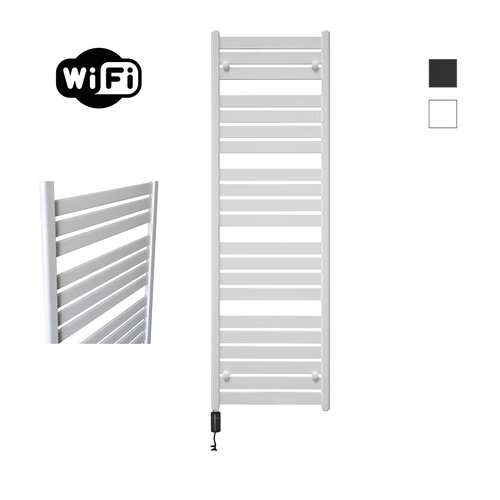 Elektrische Radiator Sanicare HWV - Moda Met Wifi 160x60 cm Mat Wit 1159W Met Thermostaat Zwart Linksonder 