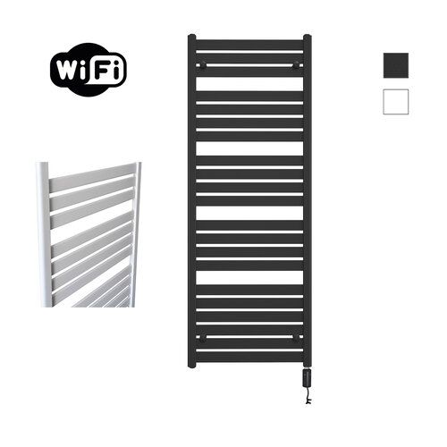 Elektrische Radiator Sanicare HWV - Moda Met Wifi 160x60 cm Mat Zwart 1159W Met Thermostaat Zwart Rechtsonder 
