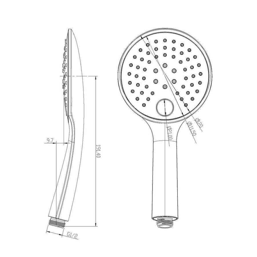 Handdouche BWS Cole 3 Standen Kunststof Mat Zwart