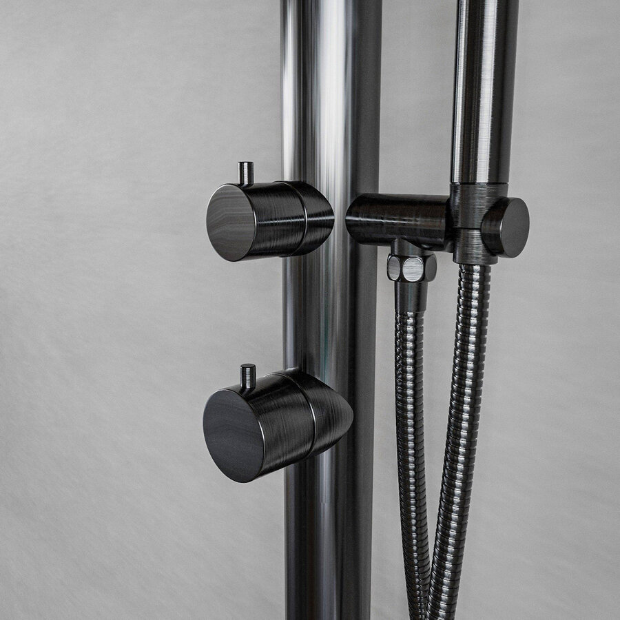 Buitendouche vrijstaand Fortifura Outdoor Deluxe Regendouche Met Handdouche Gunmetal