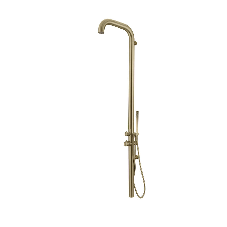 Buitendouche Fortifura Outdoor Original Wandmodel Met Handdouche Geborsteld Messing