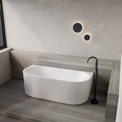 Half Vrijstaand Bad BWS Evi Met Ribbel 170x80x58 cm Mat Wit 