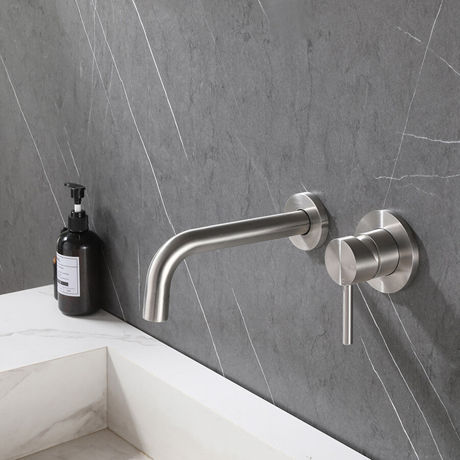 Wastafelkraan Inbouw Compleet Wiesbaden Cain Met Coldstart 304 RVS