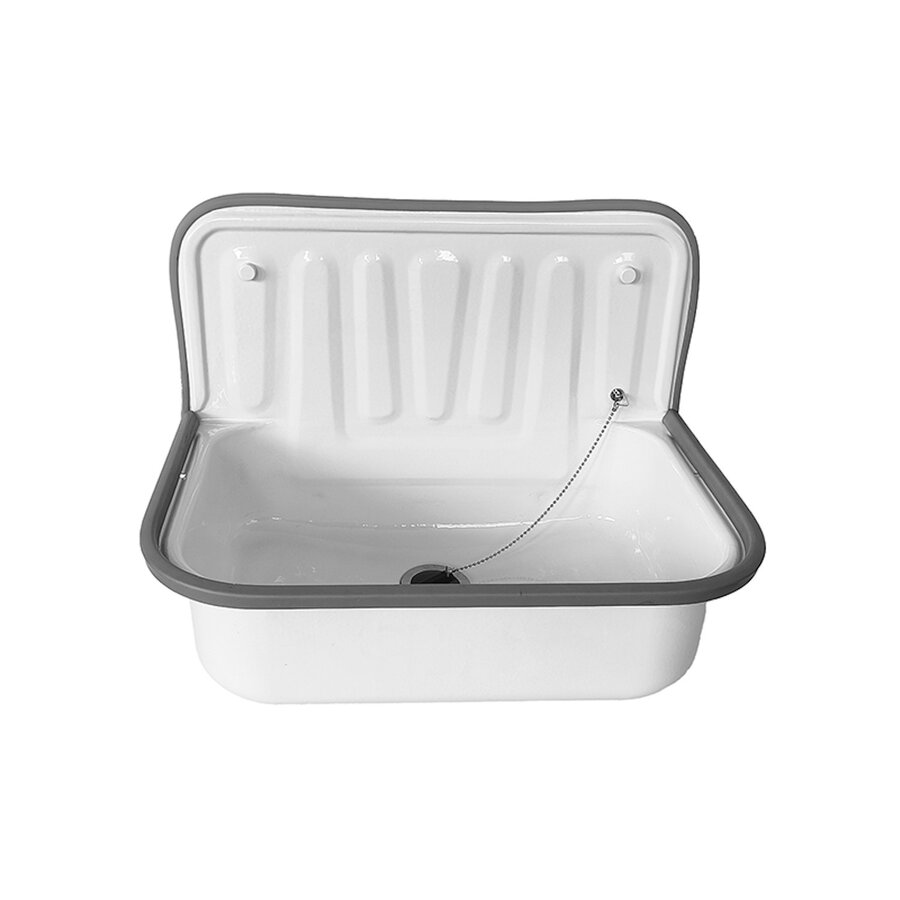 Uitstortgootsteen BWS Burton 50,5x33x37 cm Plaatstaal Glans Wit