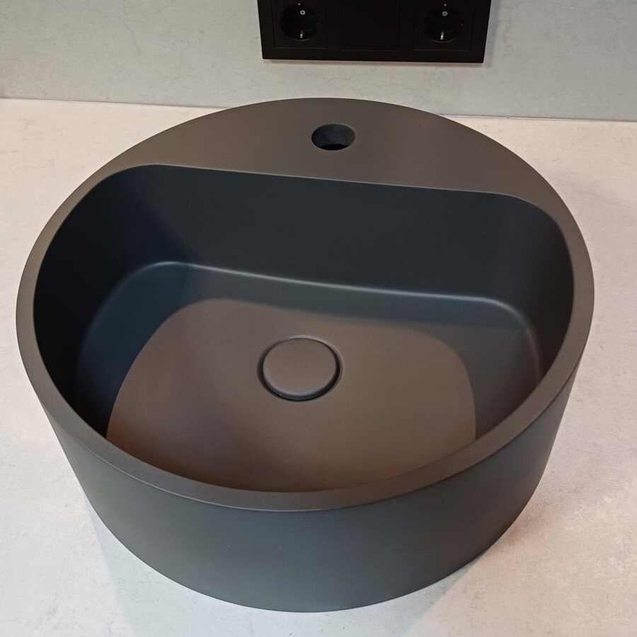 Opbouw Wastafel Sanimex Crystal Beton Halfrond Mat Grijs