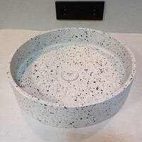 Opbouw Wastafel Sanimex Crystal Beton Rond Terrazzo Wit