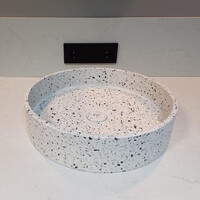 Opbouw Wastafel Sanimex Crystal Beton Rond Terrazzo Wit