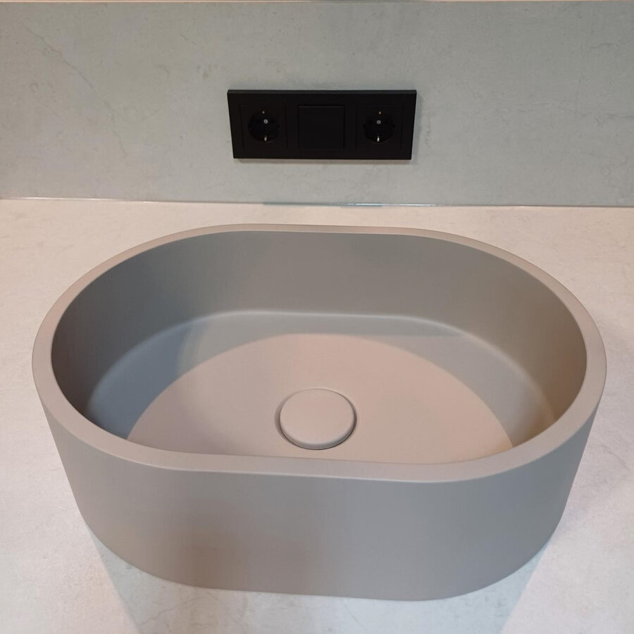 Opbouw Wastafel Sanimex Crystal Beton Ovaal Medium Grijs