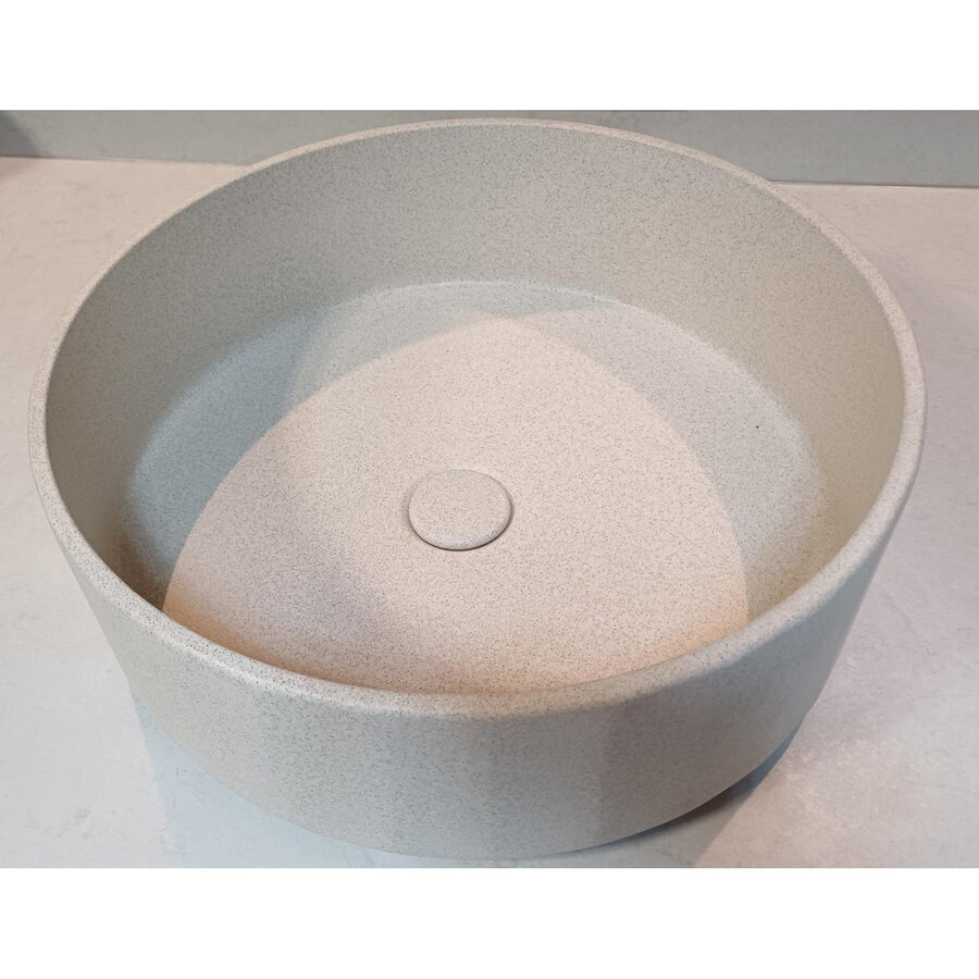 Opbouw Wastafel Sanimex Crystal Beton Rond Terrazzo Creme