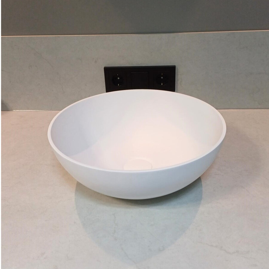 Opbouw Wastafel Sanimex Sardonyx Solid Surface Rond Wit
